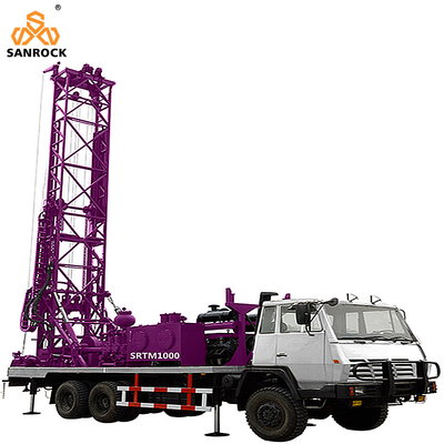 Xe tải gắn máy khoan giếng nước sâu với máy bơm bùn 1000m