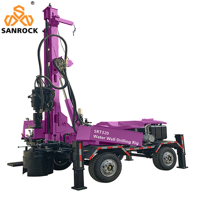 Máy khoan giếng nước được gắn trên xe kéo Máy khoan nước thủy lực đầy đủ