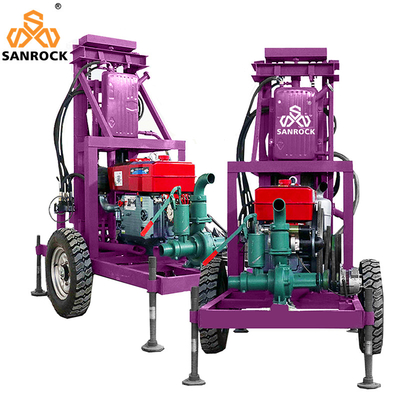 Máy khoan giếng nước được gắn trên xe kéo thủy lực để khoan độ sâu 120m và công suất 200 kg
