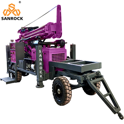 Máy khoan giếng nước di động với 3300mm Một chiều dài đẩy và hệ thống thủy lực
