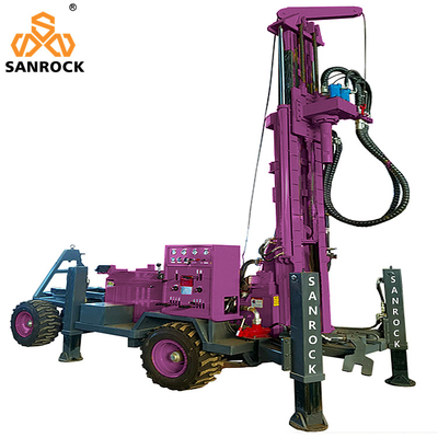 Máy khoan giếng nước di động với 3300mm Một chiều dài đẩy và hệ thống thủy lực
