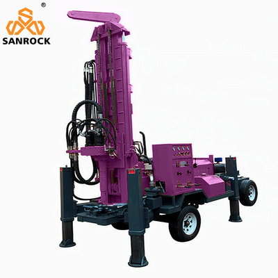 Máy khoan giếng nước di động với 3300mm Một chiều dài đẩy và hệ thống thủy lực