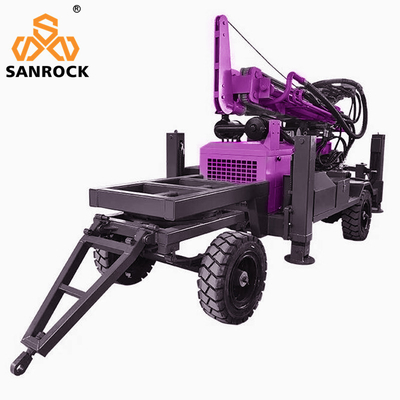 Máy khoan giếng nước di động với 3300mm Một chiều dài đẩy và hệ thống thủy lực