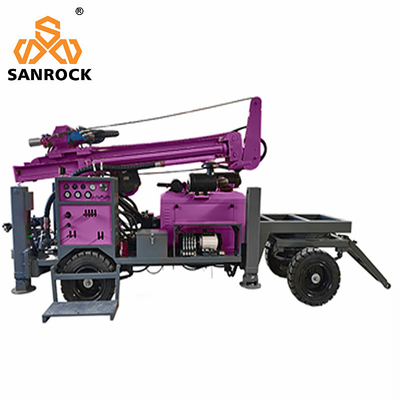 Máy khoan giếng nước di động với 3300mm Một chiều dài đẩy và hệ thống thủy lực