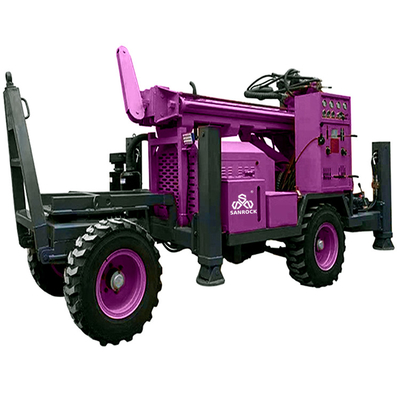 Máy khoan giếng nước di động với 3300mm Một chiều dài đẩy và hệ thống thủy lực