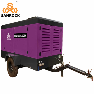 CE 20bar Điện lực động cơ 191KW Động cơ diesel di động Máy nén không khí vít xoay cho khai thác mỏ