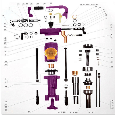 Tiêu thụ không khí thấp Động cơ khai thác mỏ khí nén đá khoan không khí chân Jack hammer breaker