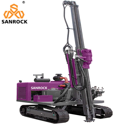 Đường cao tốc Guardrail Pile Driver Hydraulic Solar Pile Driving Rig Với 1,5m.2m.3m Drill Pipes Length And 2km/h Traveling Speed