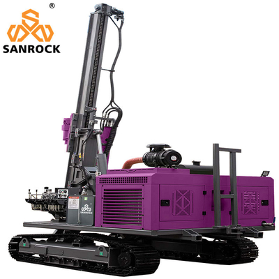 Đường cao tốc Guardrail Pile Driver Hydraulic Solar Pile Driving Rig Với 1,5m.2m.3m Drill Pipes Length And 2km/h Traveling Speed