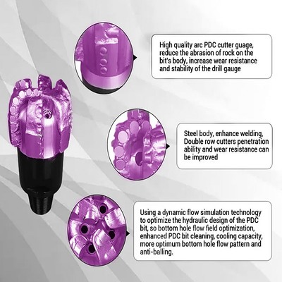 PDC Petroleum Drill Bit Tungsten Carbide Rock Drilling Bit Cơ thể ma trận PDC