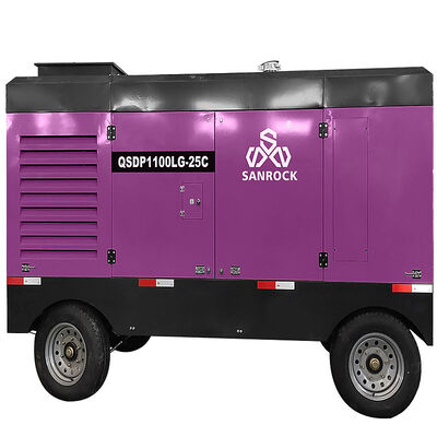 Máy nén khí trục vít diesel di động  tiếng ồn thấp 25bar cho khai thác mỏ