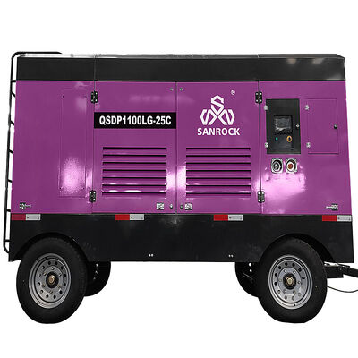 Máy nén khí trục vít diesel di động  tiếng ồn thấp 25bar cho khai thác mỏ